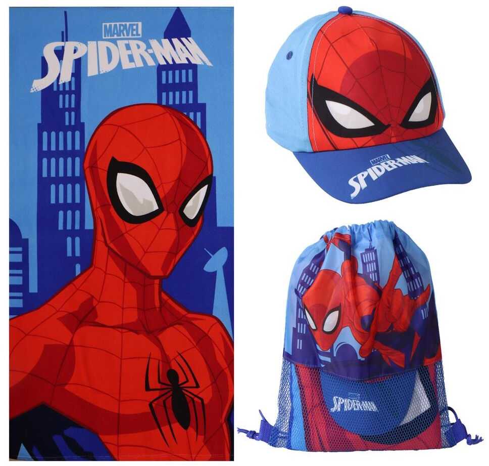 CERDÁ Marvel Spiderman towel + bag + cap set