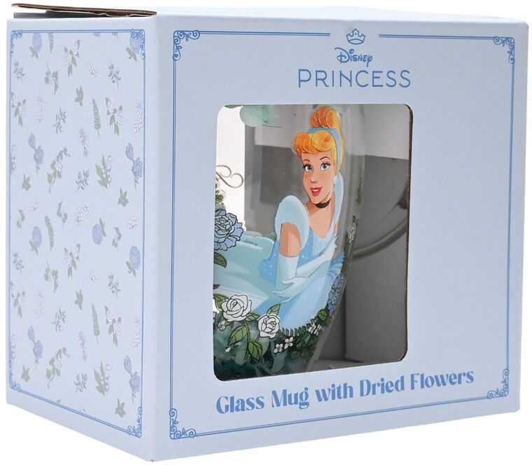 Widdop Co Disney Princess Cinderella floral decorative glass mug