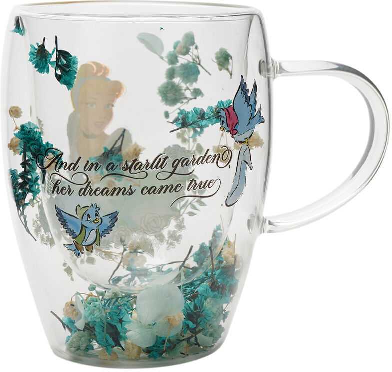 Widdop Co Disney Princess Cinderella floral decorative glass mug