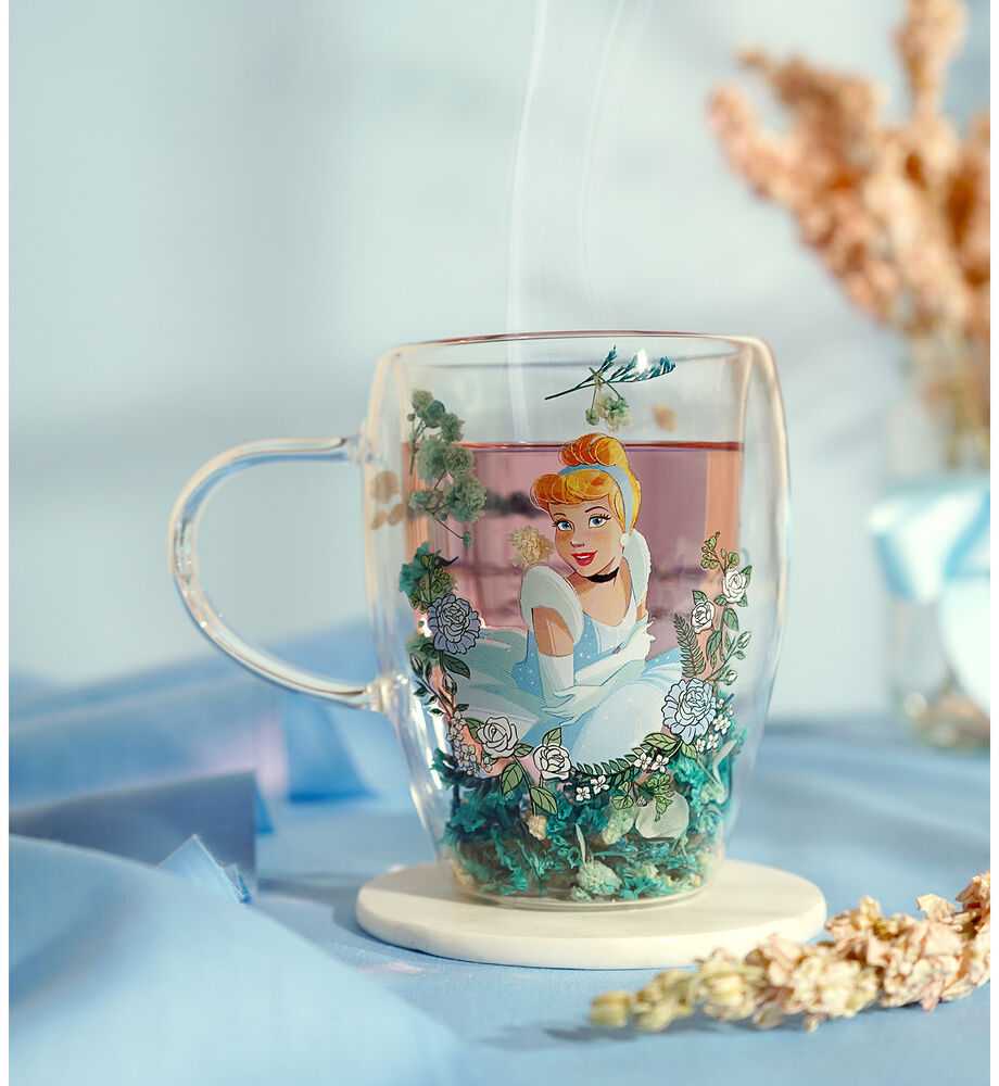 Widdop Co Disney Princess Cinderella floral decorative glass mug