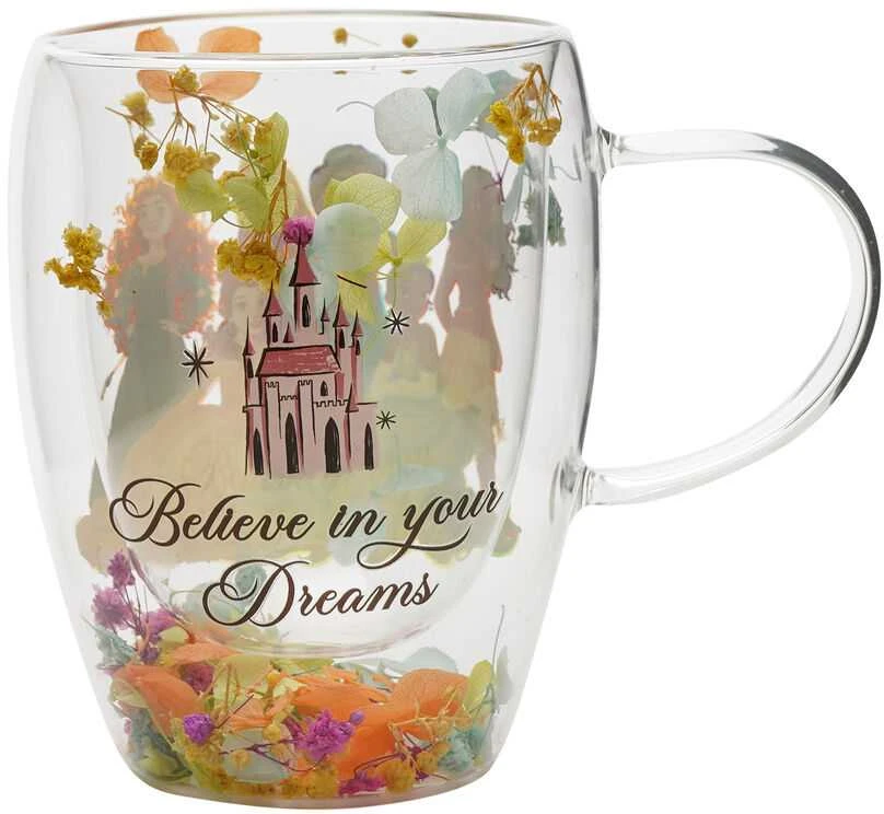 Widdop Co Disney Princess floral decorative glass mug