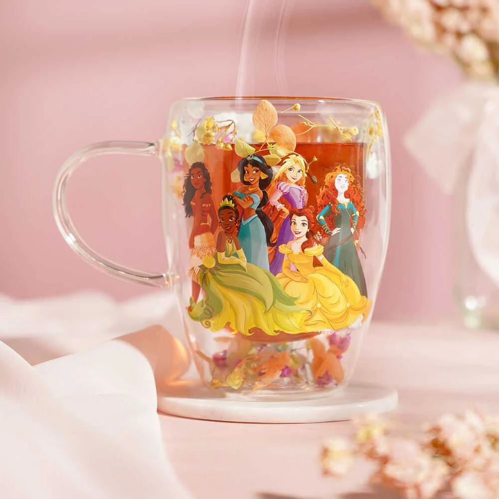 Widdop Co Disney Princess floral decorative glass mug