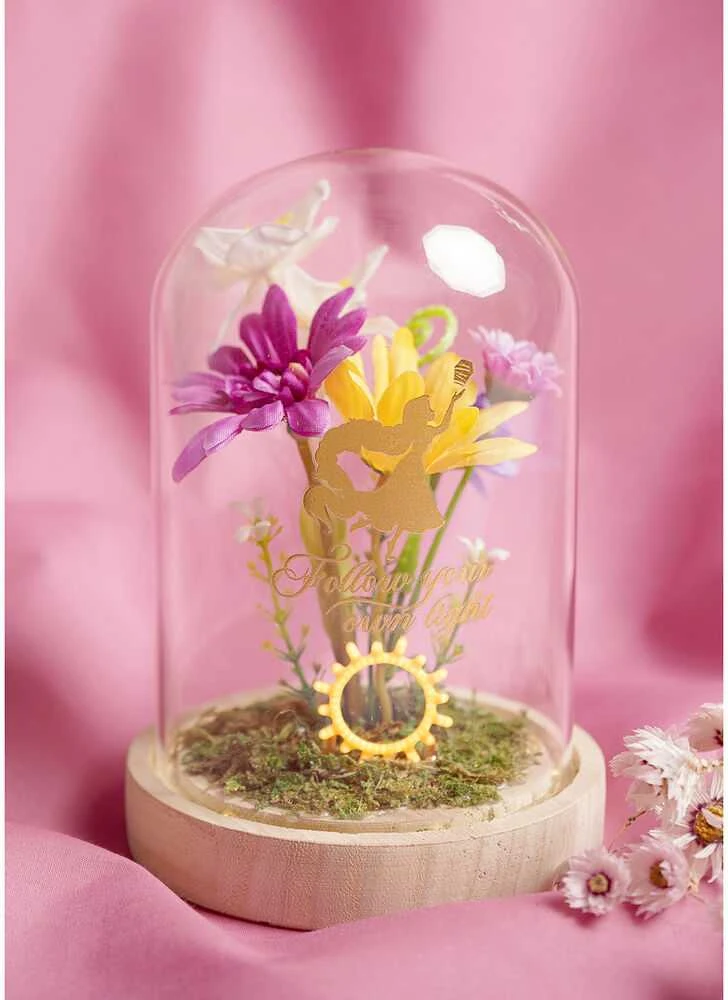 Widdop Co Disney Princess Rapunzel florals in a clonche with neon light