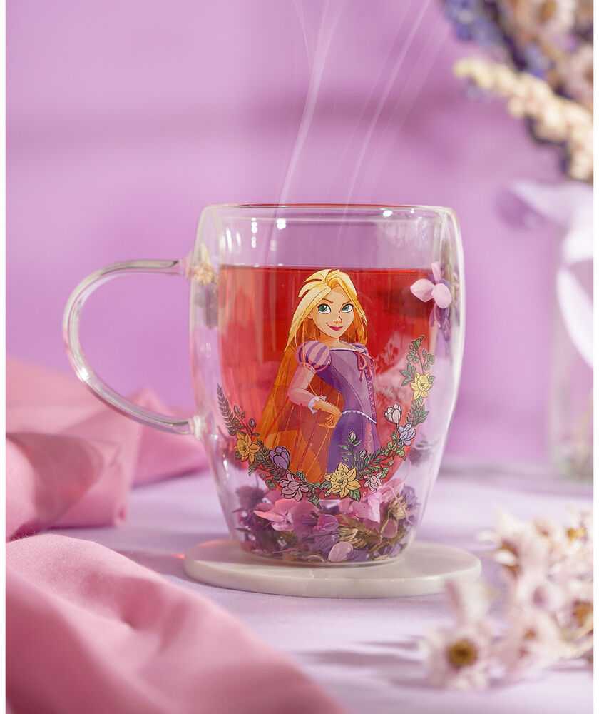 Widdop Co Disney Rapunzel floral decorative glass mug