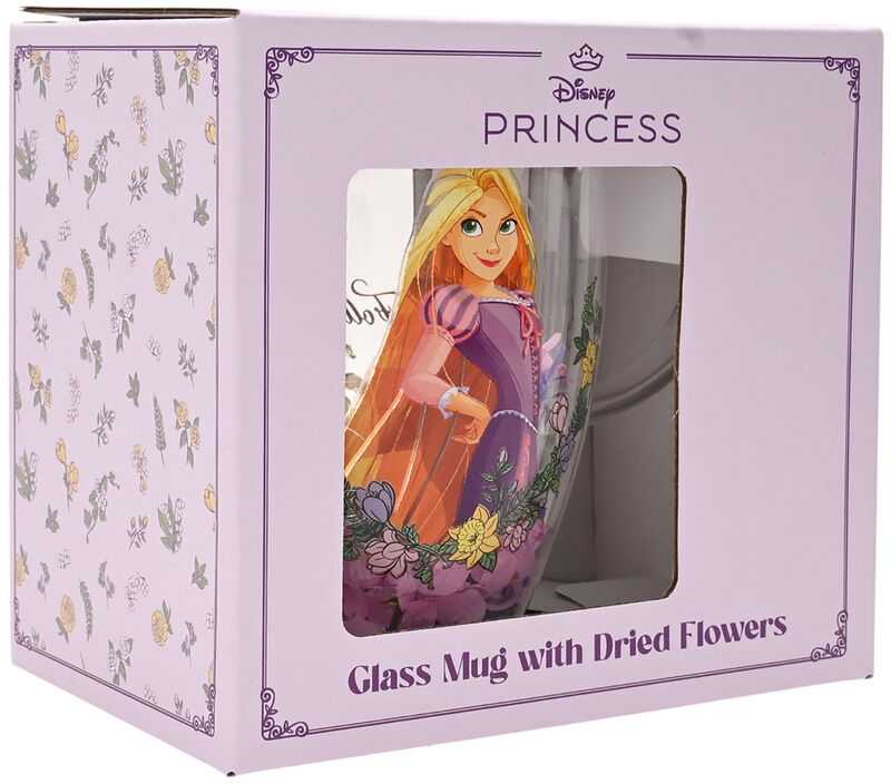 Widdop Co Disney Rapunzel floral decorative glass mug