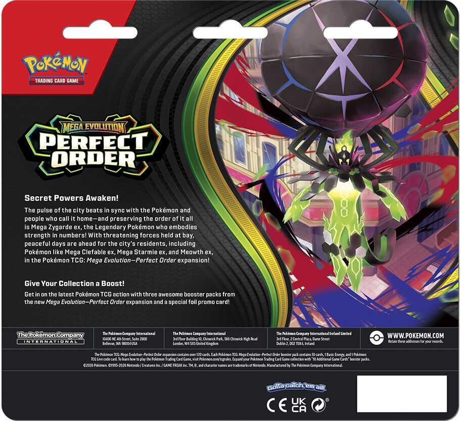 The Pokemon Pokemon TCG: Mega Evolution - Perfect Order 3-Pack Blister Chikorita