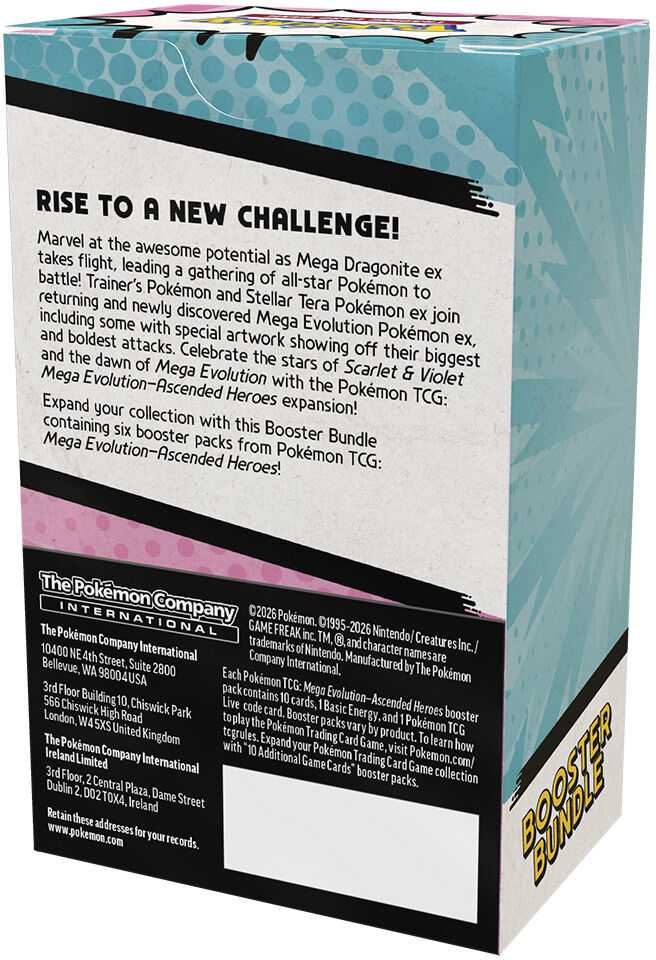 The Pokemon Company Kolekcionuojamų Kortelių Žaidimas - Pokémon TCG Mega Evolution Ascended Heroes Booster Bundle 6 Pakelių + Energijos Kortelės