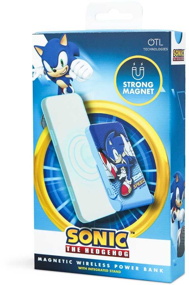 Magnetinis maitinimo blokas OTL 5000 mAh, USB-C 15W, Sonic The Hedgehoh su stovu (mėlyna)