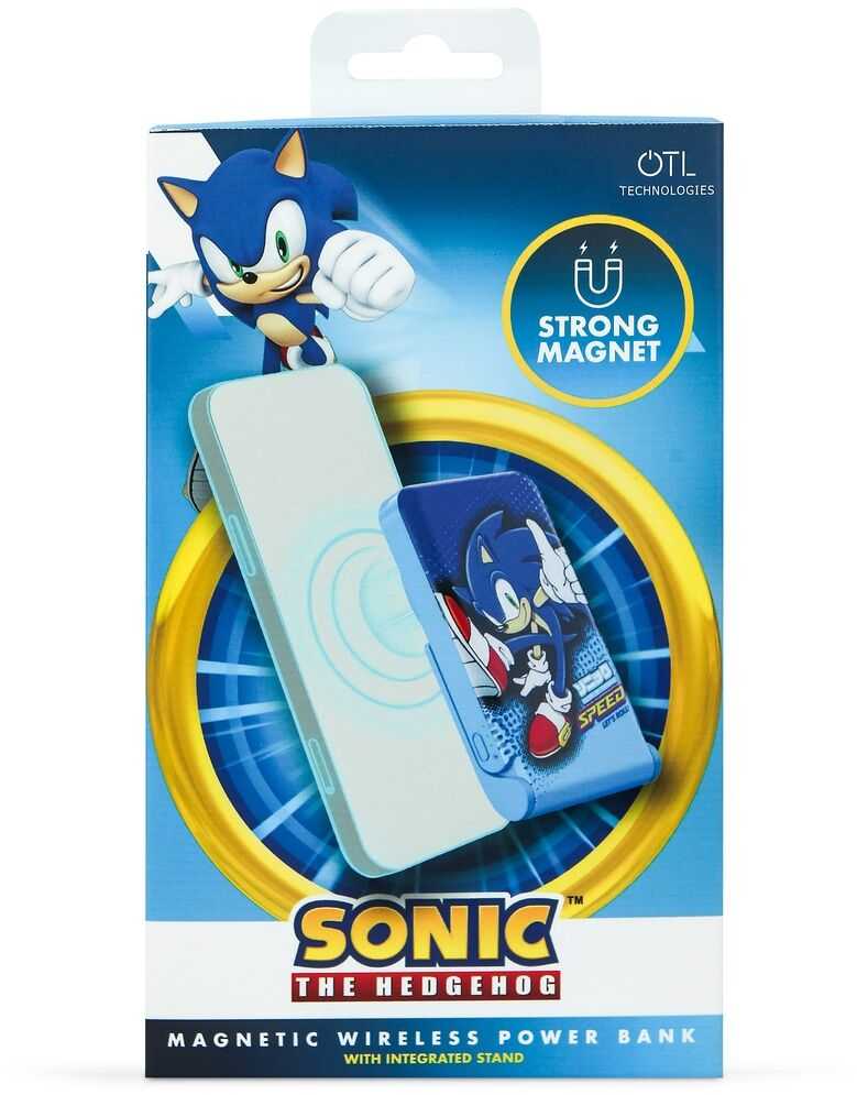 Magnetinis maitinimo blokas OTL 5000 mAh, USB-C 15W, Sonic The Hedgehoh su stovu (mėlyna)