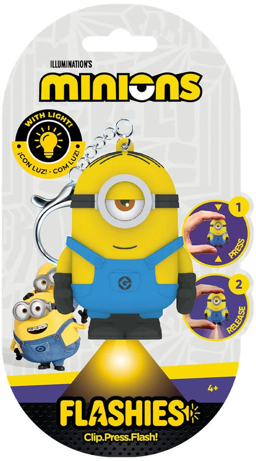 Kids Licensing Breloczek KIDS Žibintuvėlis LED + Breloczek Pakabutis 2w1 Minionki do kluczy i plecaka vaikams / Ms10056 (SB12259)