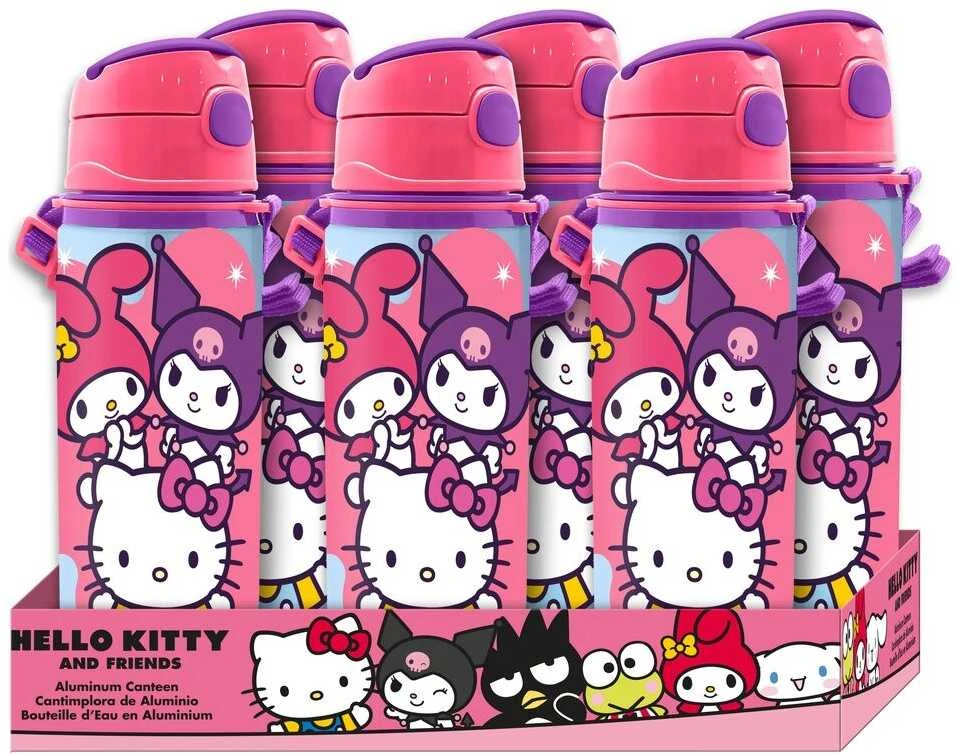 Kids Euroswan Vaikams skirtas „Euroswan“ – licencijuoti aksesuarai, buteliukas su dirželiu, 600 ml, „Hello Kitty&Friend“