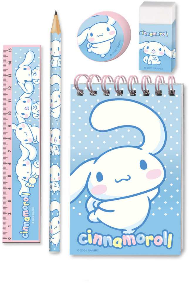 KIDS Rinkinys Mokyklinės prekės Cinnamoroll pieštukas sąsiuvinis liniuotė trintukas drožtukas / Cin0009