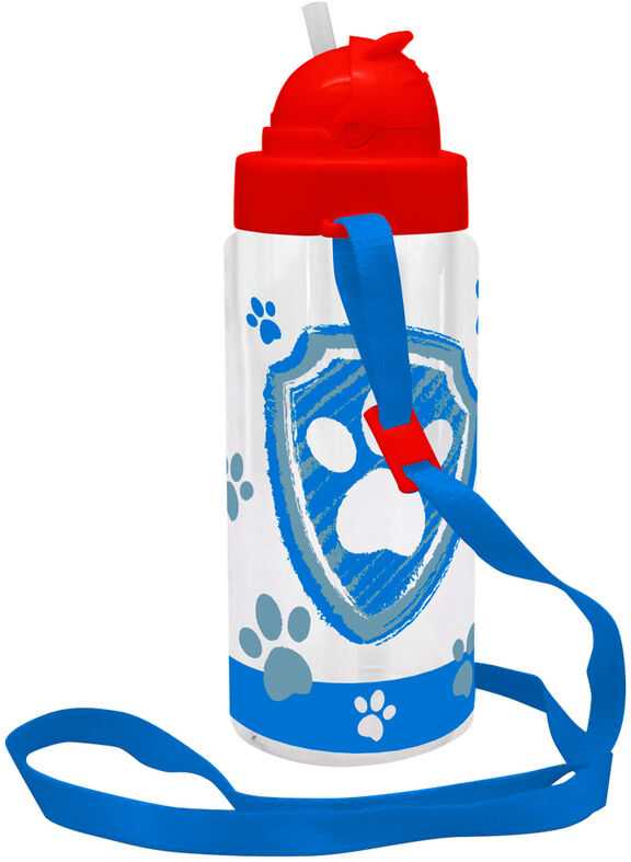 Kids Licensing Kids Euroswan Vandens buteliukas su šiaudeliu ir dirželiu "šunų Patrulis" Chase 500ml