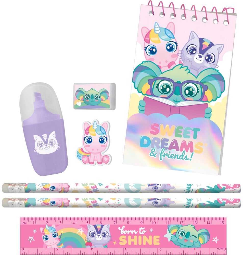 Kids Licensing KIDS Rinkinys szkolny 8w1 piórnik notes linijka ołówki marker gumka Sweet Dreams / Kl11681 (SB12229)