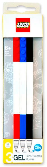 LEGO Stationary Geliniai Rašikliai (3 vnt.) - Raudonas, Mėlynas ir Juodas