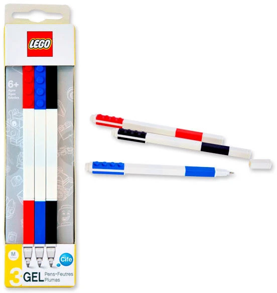 LEGO Stationary Geliniai Rašikliai (3 vnt.) - Raudonas, Mėlynas ir Juodas