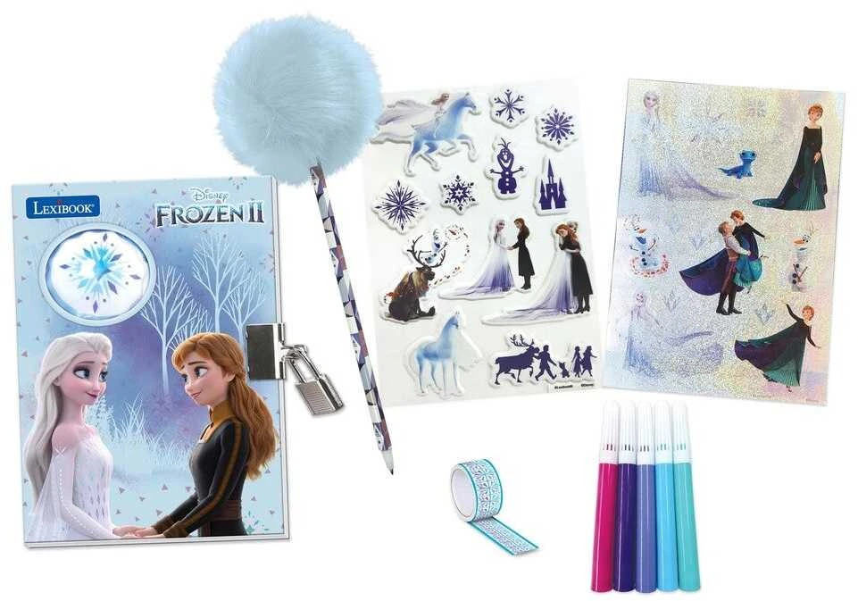 Lexibook – Frozen elektroninis slaptas dienoraštis su apšvietimu ir aksesuarais (lipdukai, rašiklis, spalvotas rašiklis) (SD30FZ)