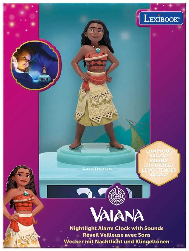 Lexibook Disney Moana Vaiana 3D Night Light Alarm Clock