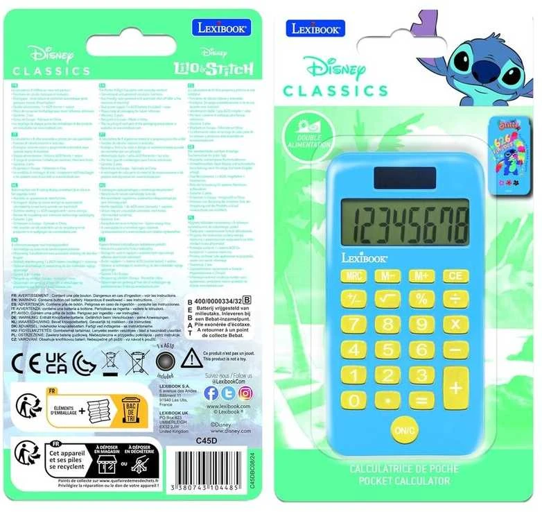 Stitch kišeninis skaičiuotuvas su geltonais mygtukais