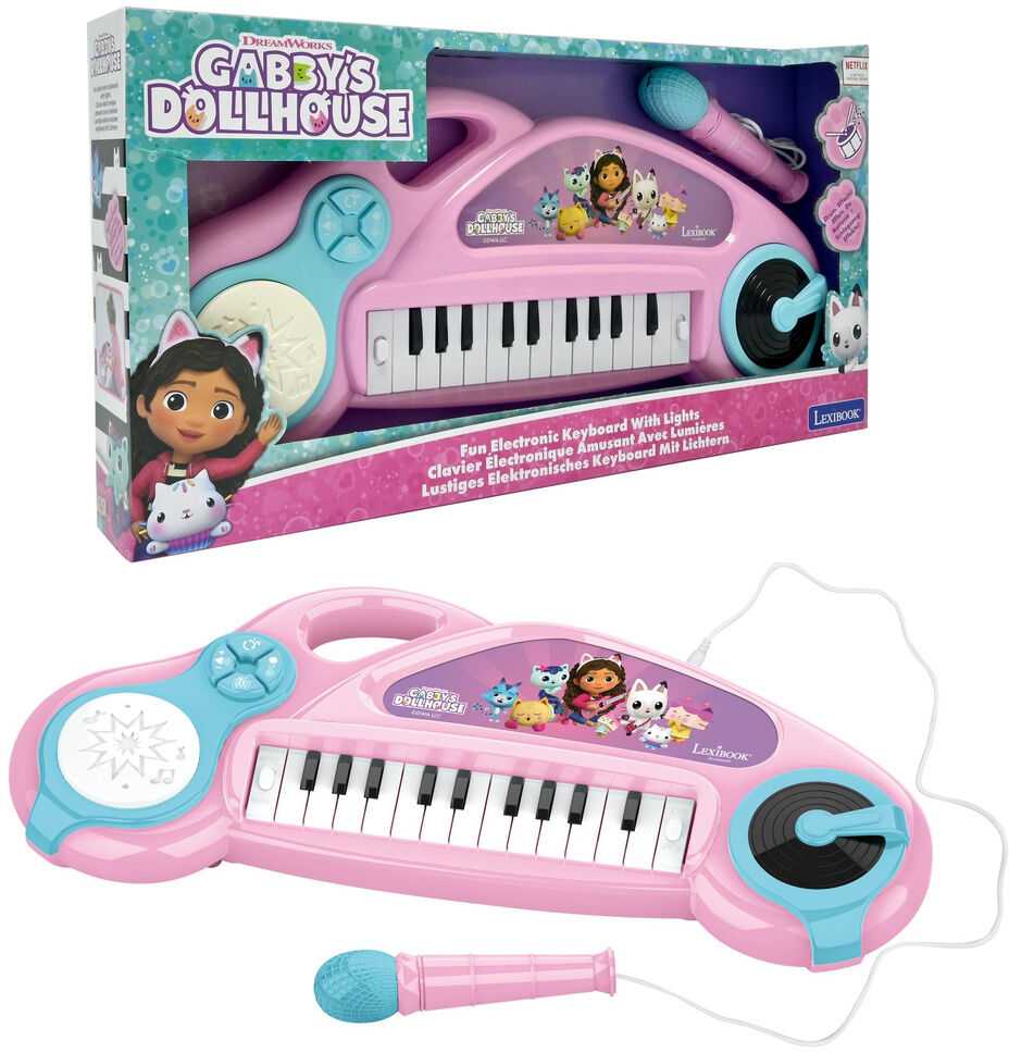 Lexibook – Gabby's Dollhouse elektroninė klaviatūra su šviesomis (K704GDH)