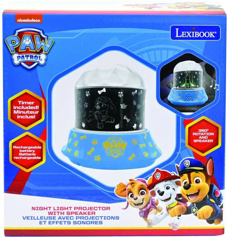 Lexibook – „Paw Patrol“ naktinės šviesos projektorius su garsiakalbiu – kompaktiškas ir nešiojamas