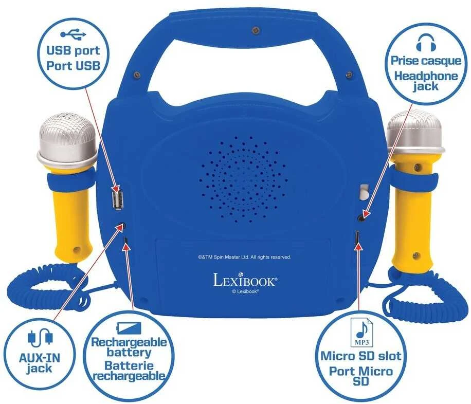Lexibookpaw Patrol Lexibook Paw Patrol šviečianti Bluetooth kolonėlė (MP320PAZ)