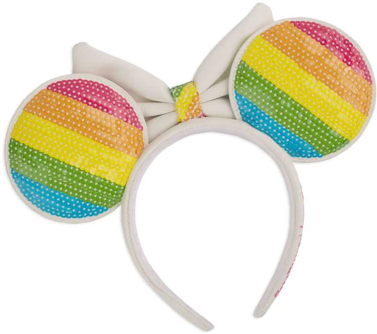 Loungefly Minnie ausytės vaivorykštės žvyneliais