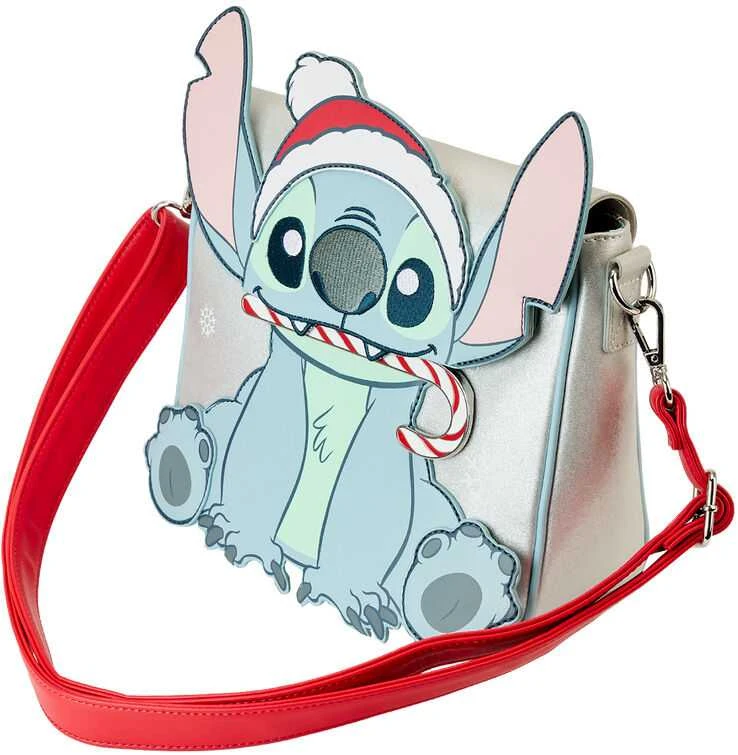 Loungefly Disney Stitch Holiday glitter crossbody bag