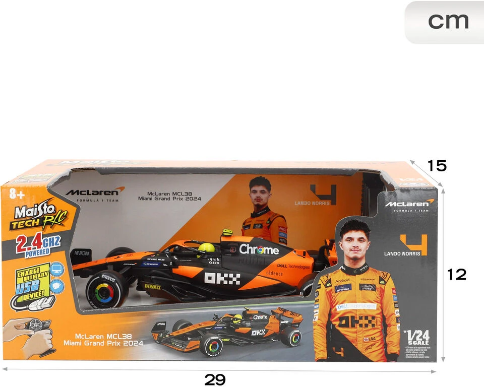 MAISTO TECH pulteliu valdomas automodelis 1:24 McLaren F1 MCL38, 82359