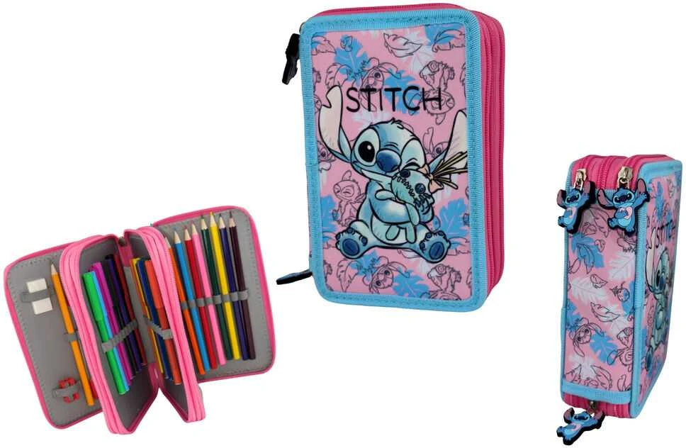 Stitch pieštukų dėklas su trimis skyriais