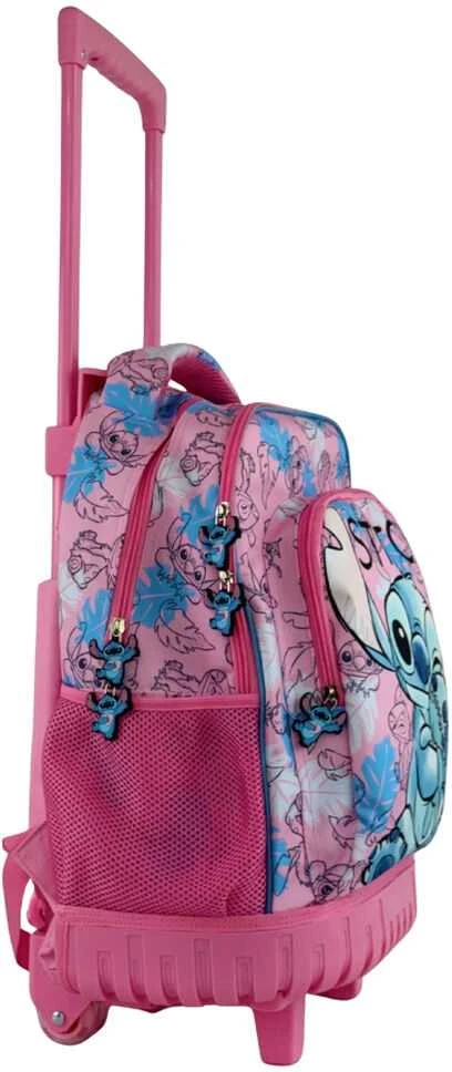 Vaikiška rožinė Stitch kuprinė su ratukais