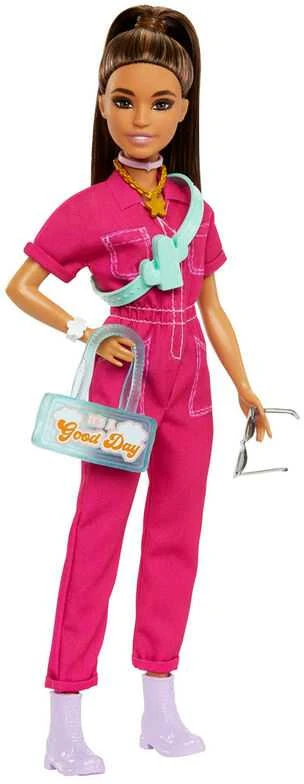 Mattel Lėlė Barbie su rožiniu kombinezonu HPL76