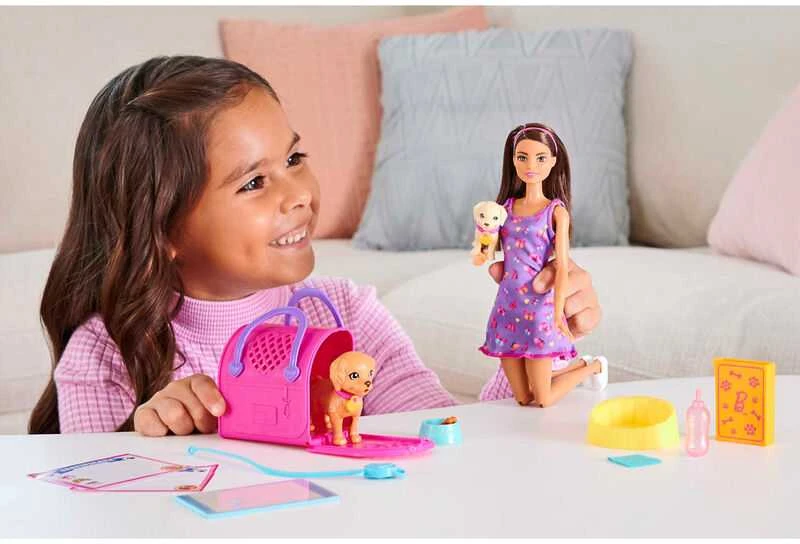 Mattel Lėlė Barbė šuniukų įvaikinimo žaidimų rinkinys