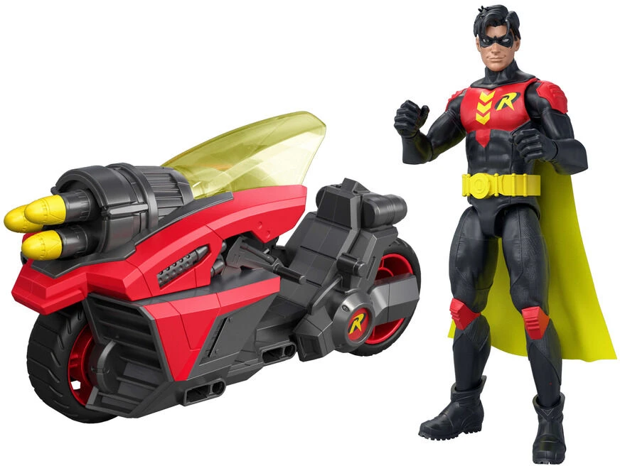 Mattel Usorteret DC Universe Robin 15cm & Small Vehicle