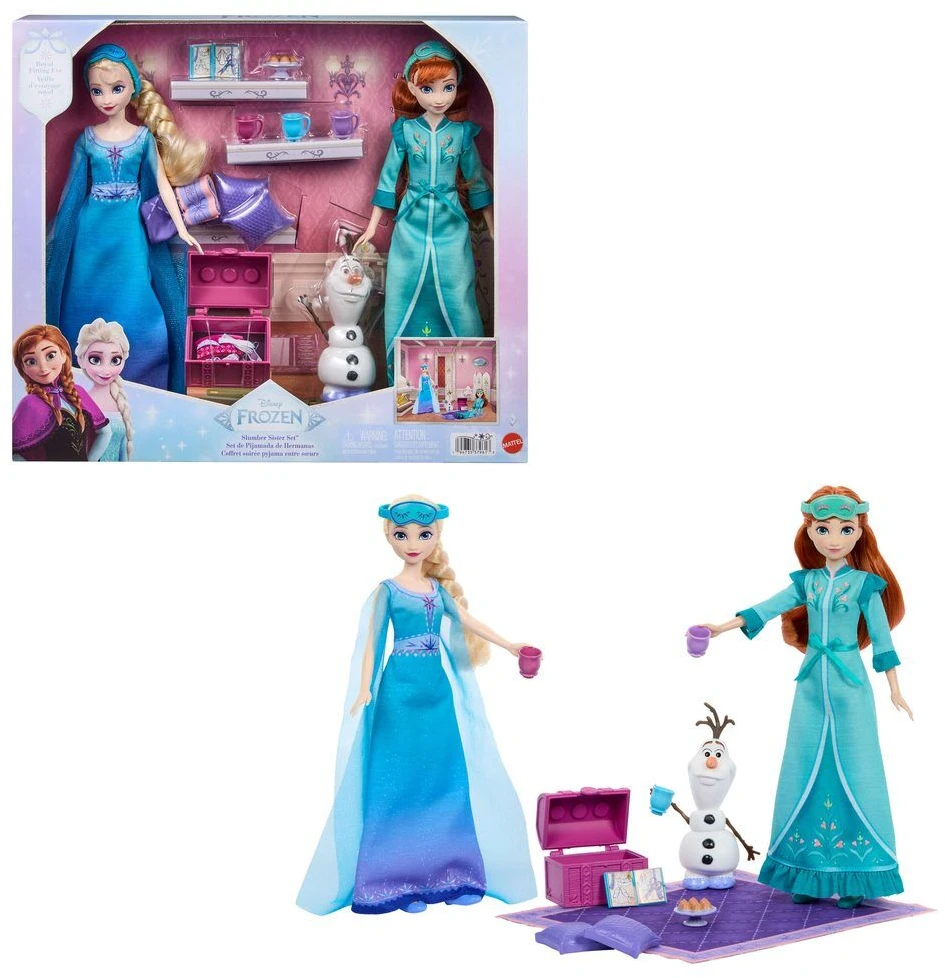 Mattel Lėlės Disney Frozen Anna ir Elsa su aksesuarais pižamų vakarėliui
