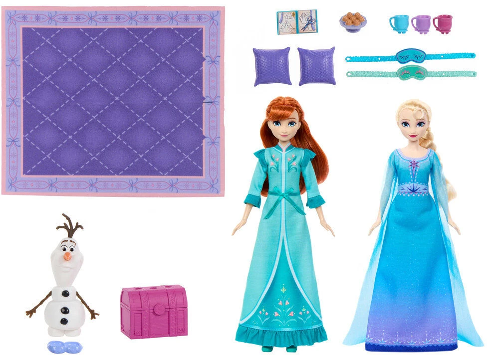 Mattel Lėlės Disney Frozen Anna ir Elsa su aksesuarais pižamų vakarėliui