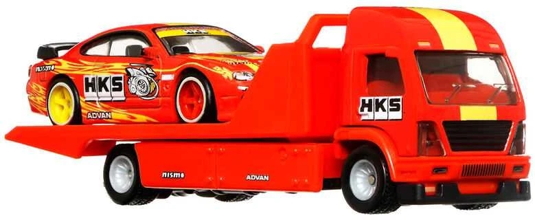 Mattel HOT WHEELS automodeliukų rinkinys – vilkikas ir lenktyninis automobilis (FLF56)