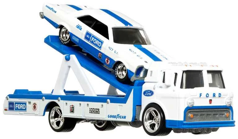 Mattel HOT WHEELS automodeliukų rinkinys – vilkikas ir lenktyninis automobilis (FLF56)