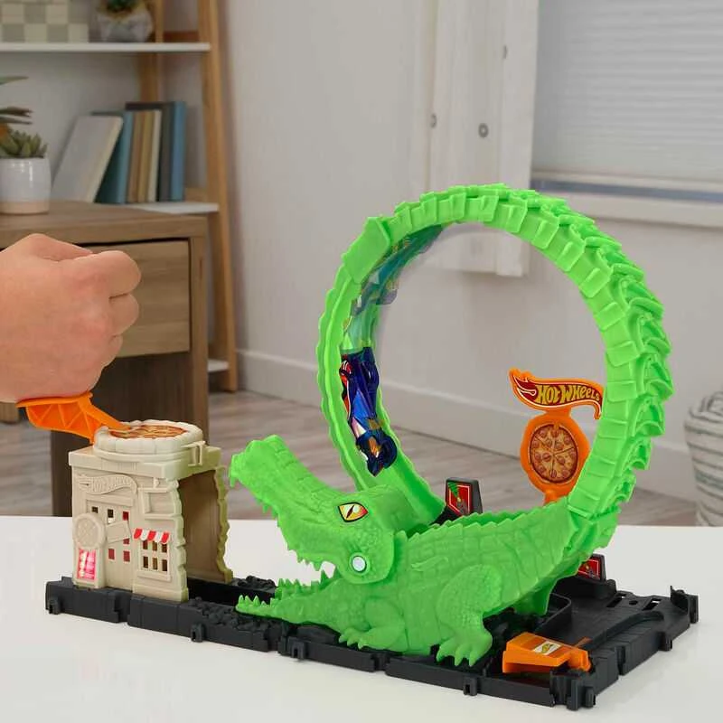 Mattel Hot Wheels rinkinys „Aligatorius, užpuolęs piceriją“