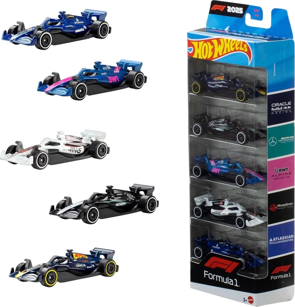 Mattel HOT WHEELS penkių F1 bolidų rinkinys (JLN11)