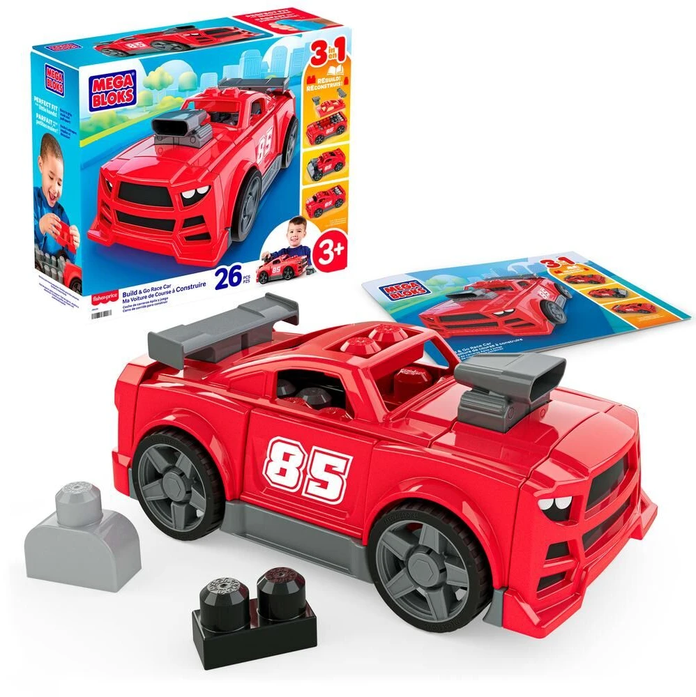 Mattel MEGA BLOKS BUILD AND GO 3 in 1 lenktyninio automobilio konstruktorius (JKG35)
