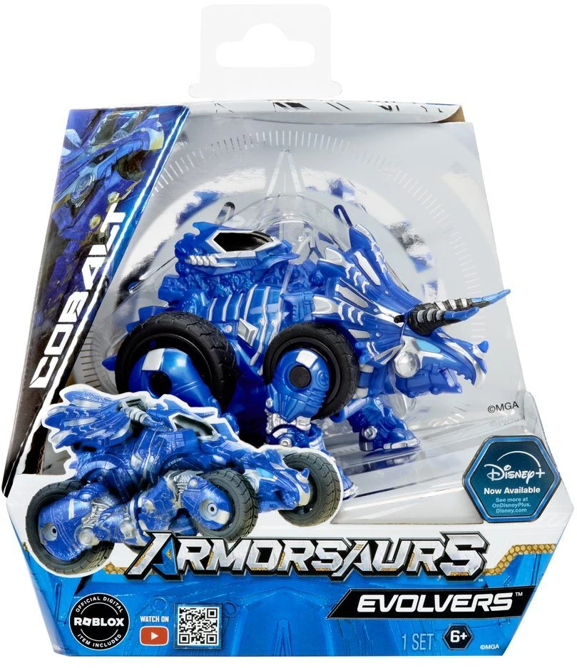 MGA Armorsaurs Evolver transformuojamas dinozauras Cobalt 2 viename 556459-EUC-V