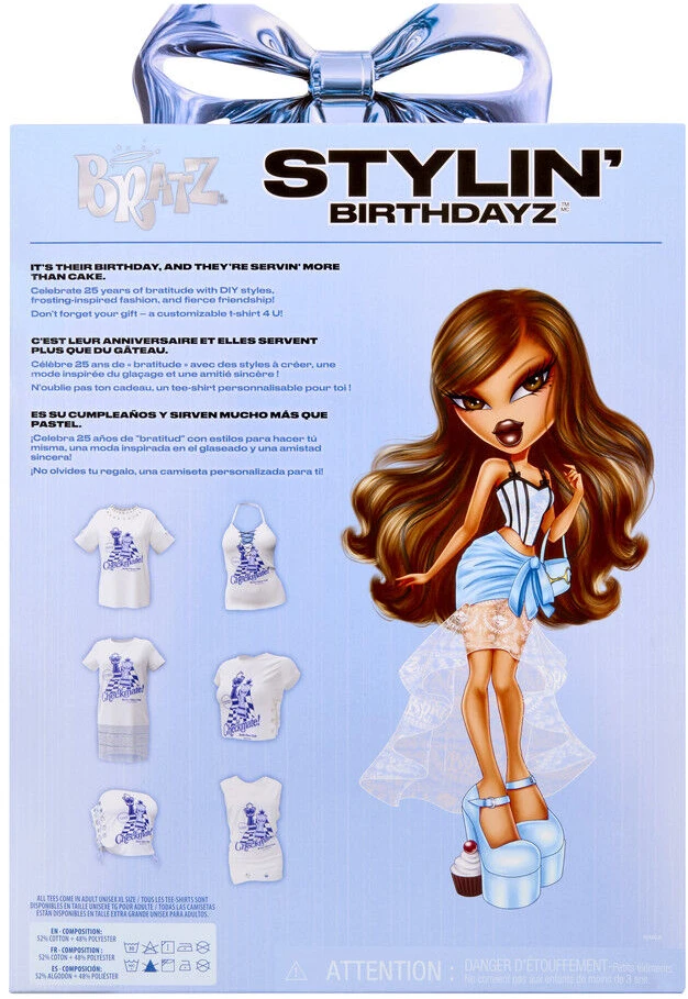 MGA Bratz Stylin Birthday Yasmin doll + t-shirt
