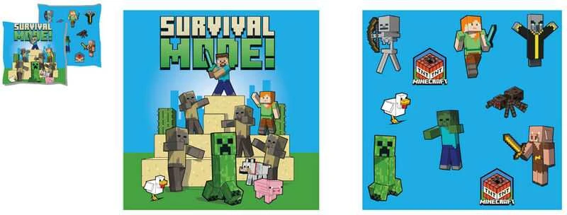 Minecraft Survival Mode pagalvėlė su veikėjais