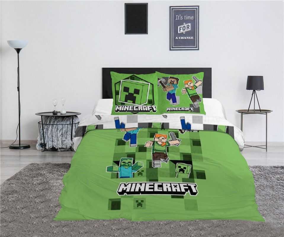 Mojang Studios "Minecraft" dvivietis, dvivietis antklodės užvalkalas 240×220 cm, 65x65 cm
