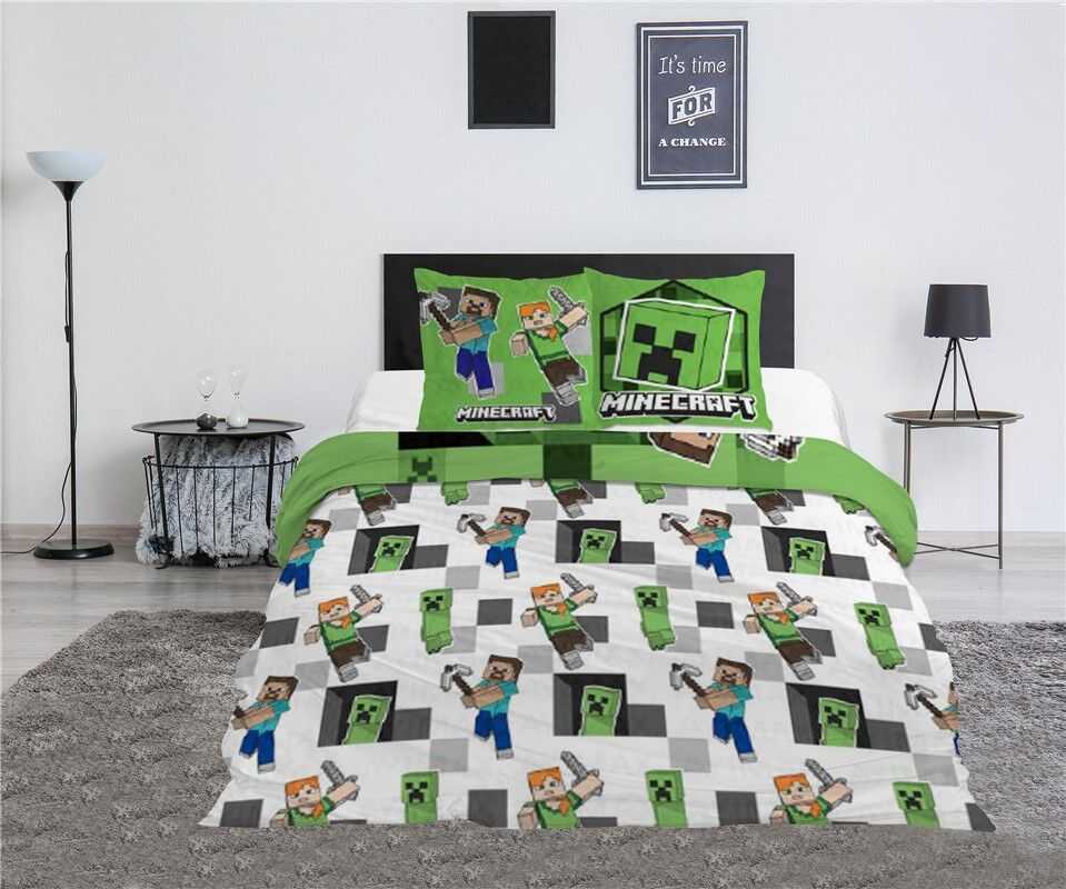Mojang Studios "Minecraft" dvivietis, dvivietis antklodės užvalkalas 240×220 cm, 65x65 cm