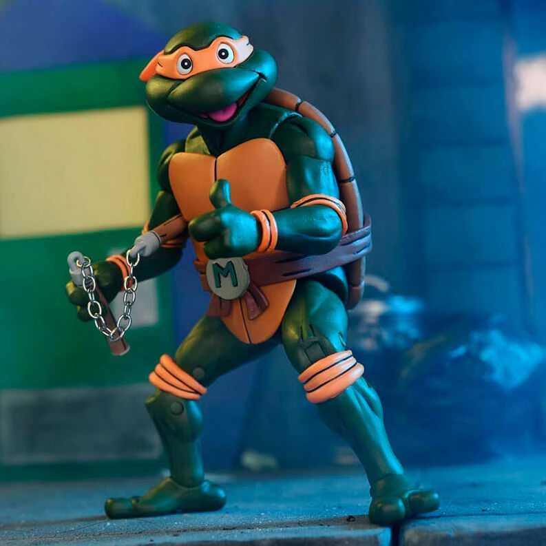 Neca Teenage Mutant Ninja Turtles Cartoon Ultimate Michelangelo VHS figure 18cm