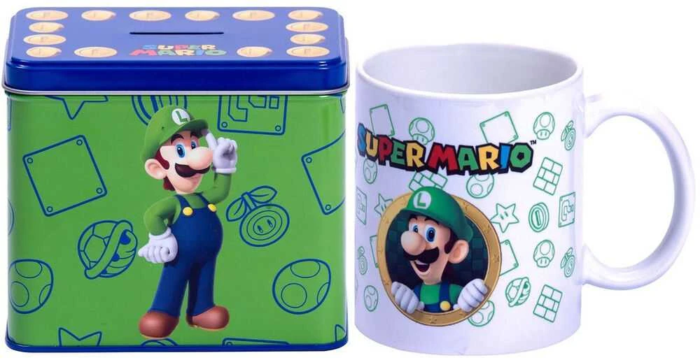 Nintendo Super Mario Bros Luigi Mug + Money box set