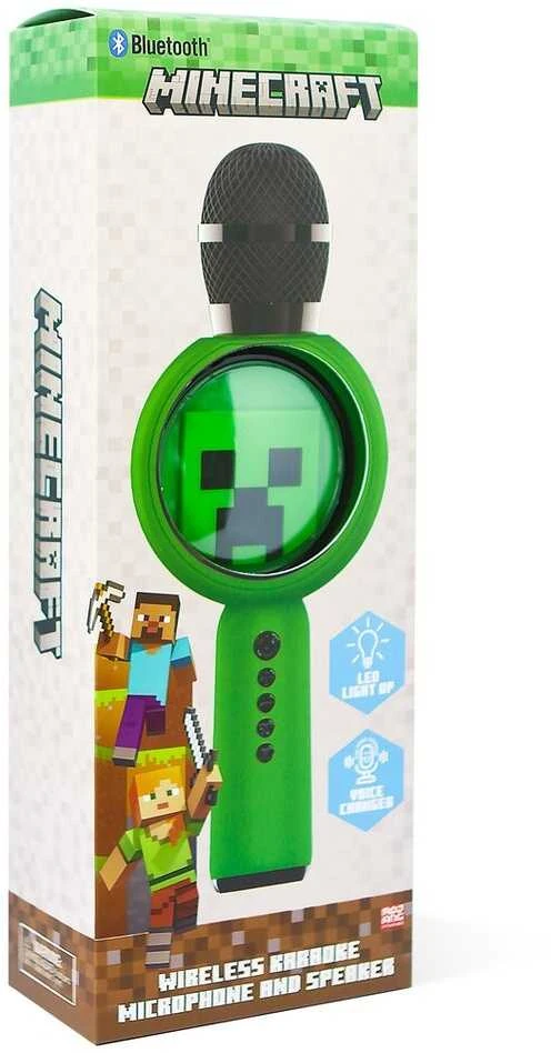 Karaoke mikrofonas LED su belaidžiu garsiakalbiu OTL Minecraft Creeper