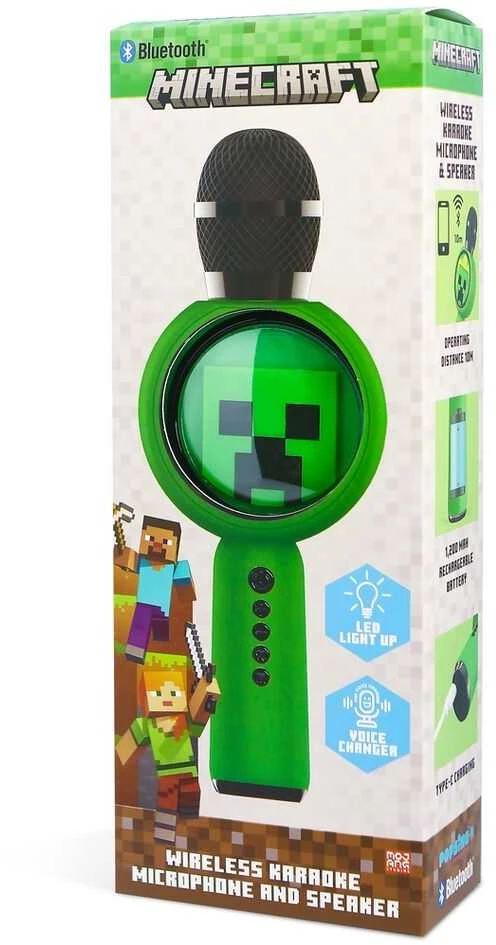 Karaoke mikrofonas LED su belaidžiu garsiakalbiu OTL Minecraft Creeper